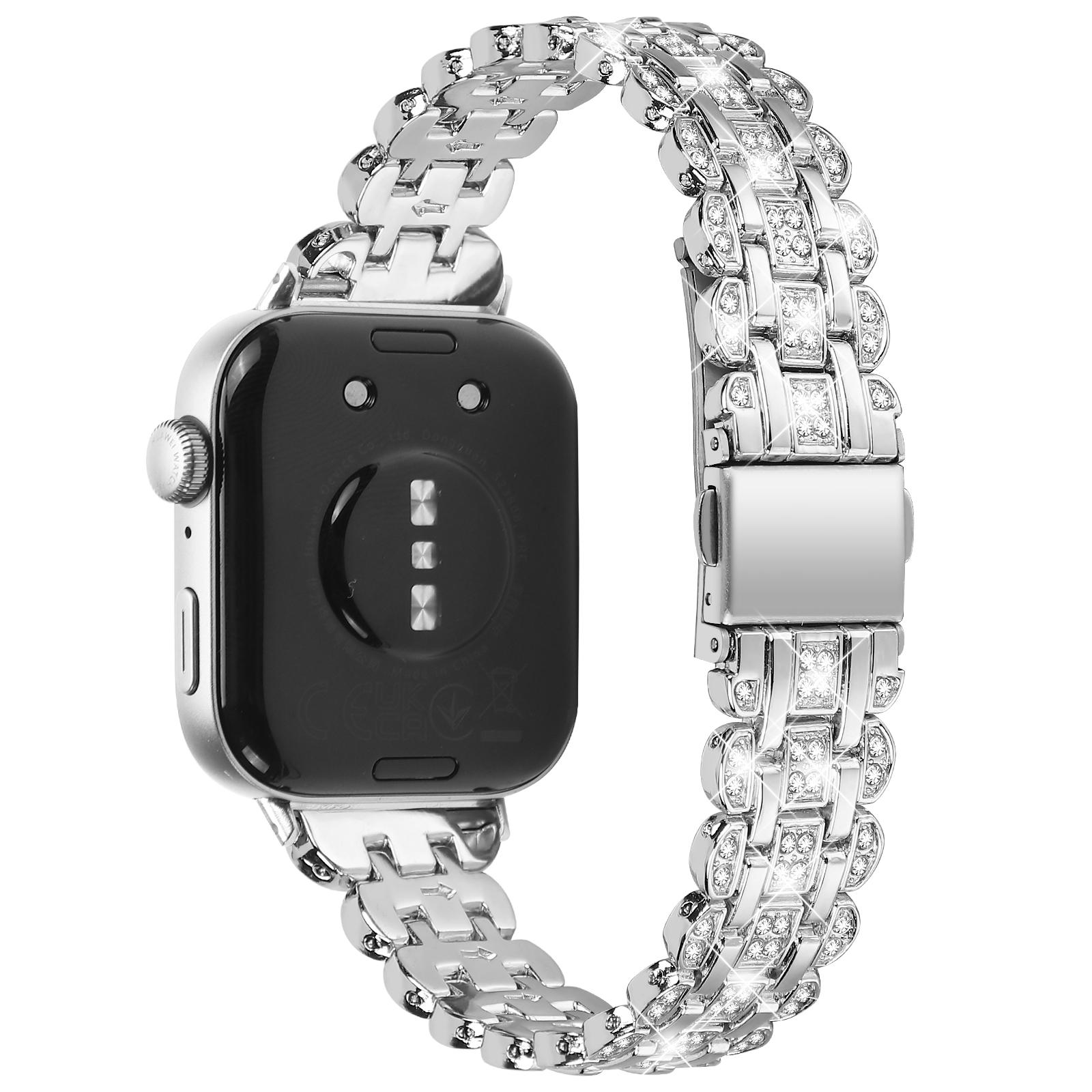 

Металлический ремешок для часов Huawei Watch Fit 3, браслет с цветочным узором из стразов Silver