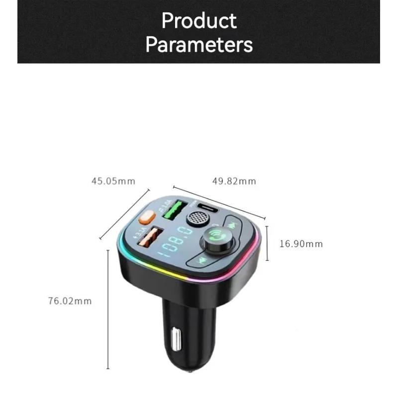 Auto Bluetooth 5.0 FM vysílač Handsfree Q6 Autorádio Nabíječka Adaptér Přehrávač Rychlý USB Modulátor MP3 Rádio Zapalovač