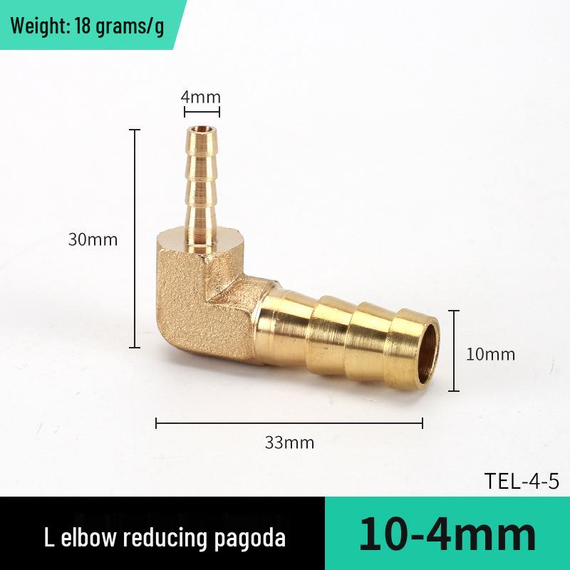 Brass L-Shaped Reducing Pagoda Plug, 4mm-19mm Conversion Hose Fitting