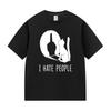 Cat Shadow I Hate People Middle Finger TShirt Humor Funny Kitty Meme Graphic T Shirt Casual Fashion ONeck Short Sleeve T Shirt