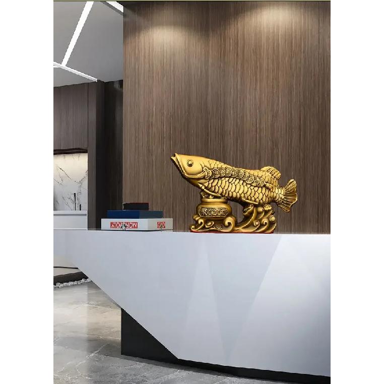 High Quality Copper Fish Ornaments Gold Dragon Home Living Room Office Decor