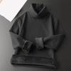 Men Bottoming Thermal Shirt Solid Color Turtleneck Pullover Autumn Winter Loose Fleece Lined Base T-shirt Top for Outdoor