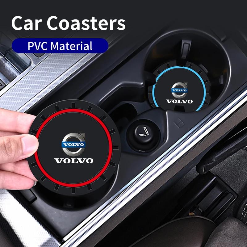 2 Stück Auto Silikon Untersetzer Anti-Rutsch Wasserbecher Getränkeunterlage Für Volvo XC60 XC90 S60 V40 V50 V60 XC40 V70 V90 S90 S80 C30 S40 XV40