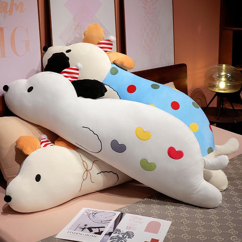 Long Dog Shaped Pillow Cute Animal Plush Bolster For Girls Bed Rest Lounge