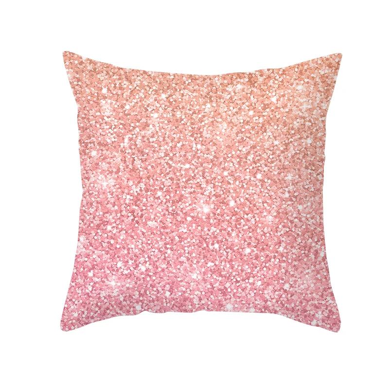 Pink Feather Pillowcase Gold Decorative Sofa Cushion Case Bed Pillow Cover Home Decor Car Cushion Cover Cute Pillow Case 45*45cm