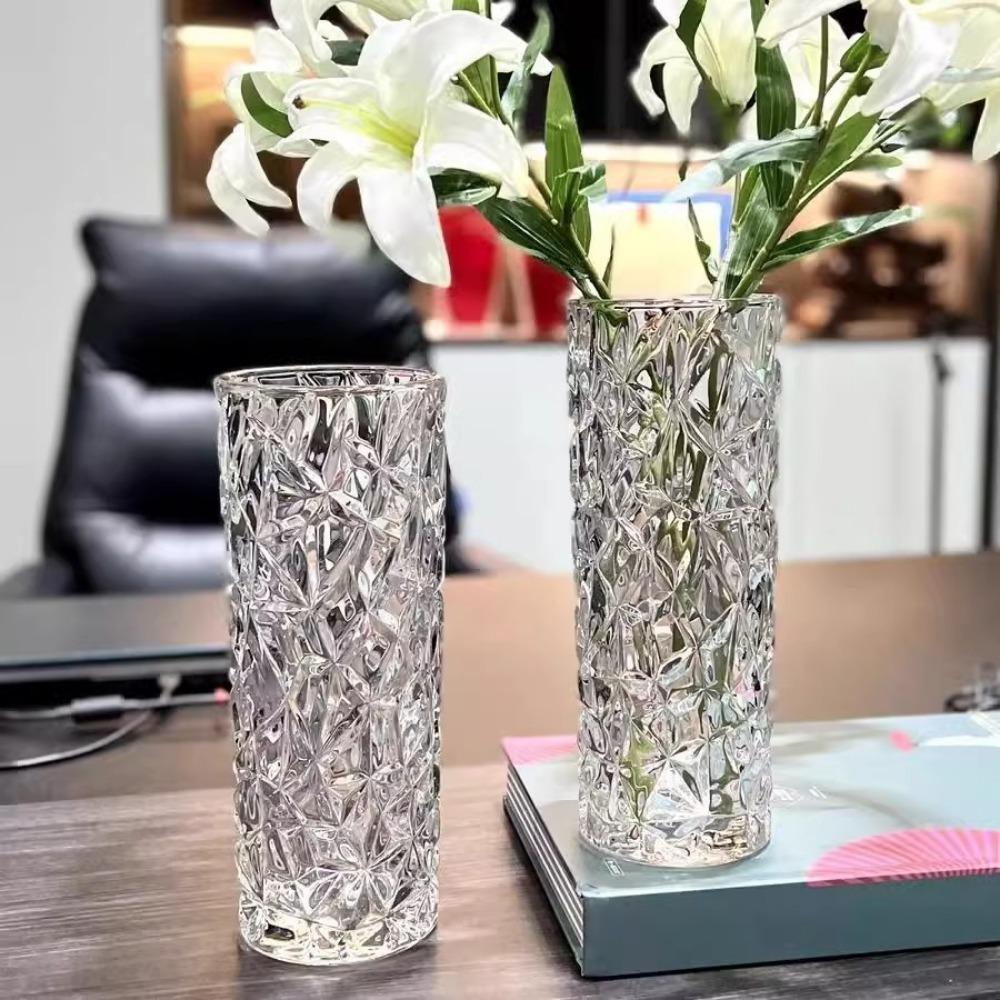 Light Luxury Glacier Pattern Glass Vase Transparent Creative Hydroponic Vase Home Decor Aesthetic Vintage Home Decor Gift