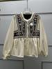 Camicia Larga Ricamata Francese Stile Bohemien con Maniche a Lanterna
