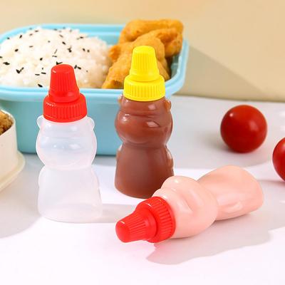 2 pçs/Conjunto Frasco Mini Urso Fofo para Tempero Squeeze Frasco para Molho Recipientes Pequenos para Molho Frascos Mostarda Mel Ketchup Conjunto