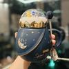 Happy Planet Korean Mug with Lid Spoon Spiral Lid Ceramic Cup Couple Water Cup Girl Gift Box Gifts