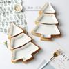 28cm Full Set Ceramic Bamboo Christmas Tree Tray Snack Plate Fruit Bowl Dish Plate Tableware Breakfast Tray Kitchen Home Supply