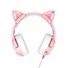 Süße Rosa Katzenohren Kopfhörer 3,5mm Kabelgebundenes Gaming Headset mit Mikrofon K9