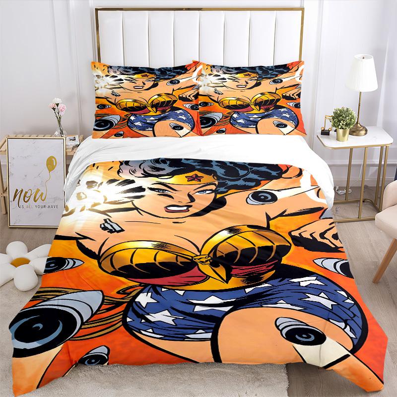 3pcs Wonder Woman Duvet Cover Set (1 Duvet Cover + 2 Pillowcases, No Core) - Comfortable, And Breathable Bedroom Decoration yy251104095