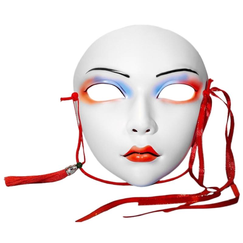 Hand Painted Mask Halloween Party Mask Full Face Mask Masquerade Mask for Women Cosplay Halloween Costume Accessories