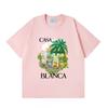 2026 Casablanca Print Loose Fit Cotton T-Shirt Men Youth Casual Wear