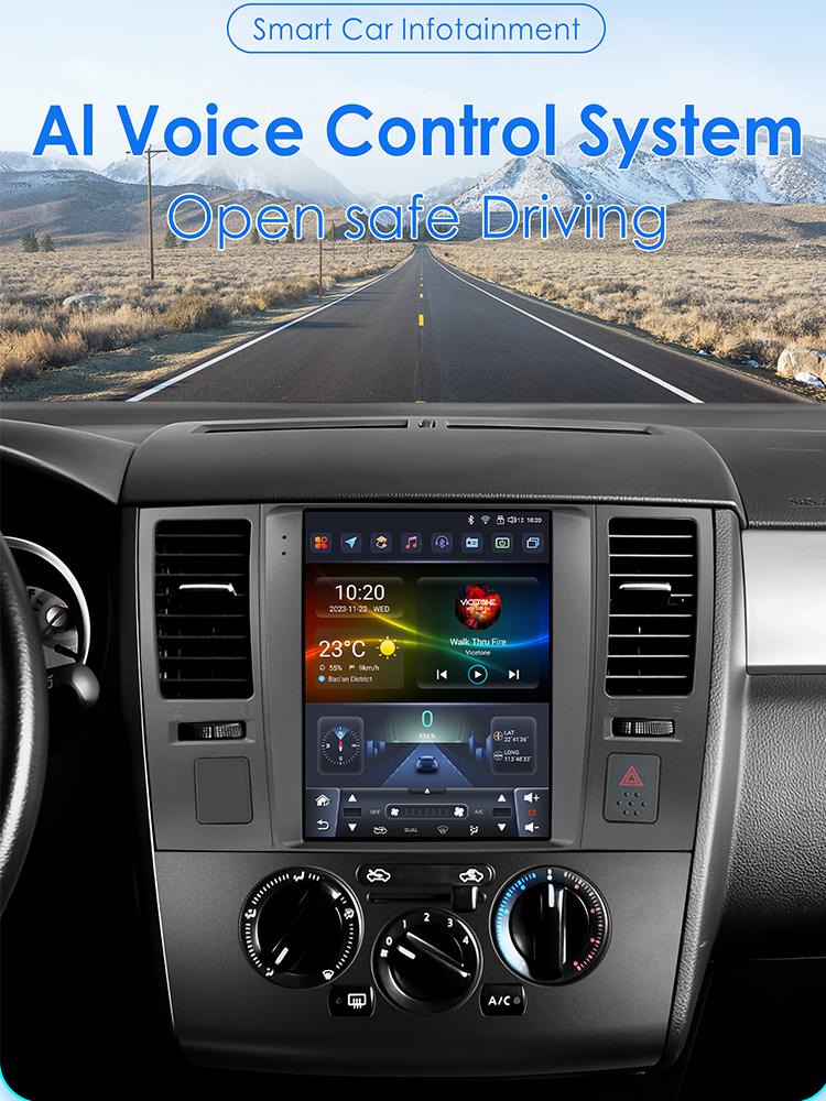 OSSURET Radio auto Android pentru Nissan Tiida C11 2004 - 2013 Multimedia Ecran vertical de 9,7 inch Carplay Android Auto Player multimedia inteligent RDS