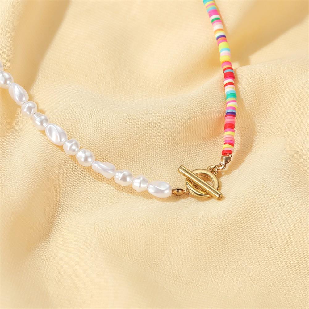 Women's Necklace Bohemian Style Colored Clay Pearl Clavicle Chain