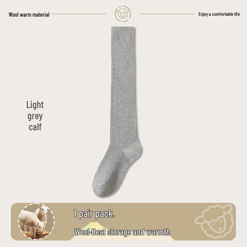 Wool Over-the-Knee Stripe Socks - Slim, Warm, Thigh-Length for Autumn & Winter