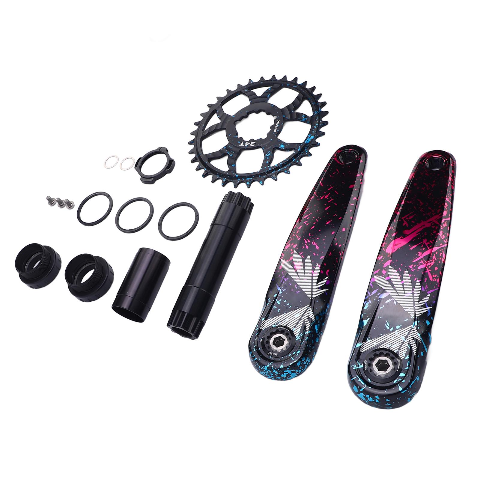 Mountain Bike Hollow Split Crank Positive Negative Teeth Chainring Crank Set Bike Crank Arm Set Colorful