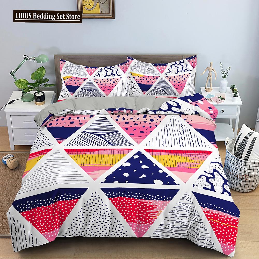 Art Pattern Bedding Set Watercolour Design Colourful Comforter Cover With Pillowcase King Queen Size For Kids Teens Bedding Set