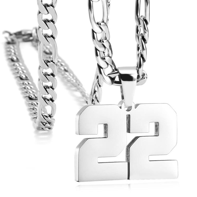 Men's Athlete Stainless Steel Sports Digital Necklace Baseball/Basketball/Soccer Team Inspiration Jewelry Spot