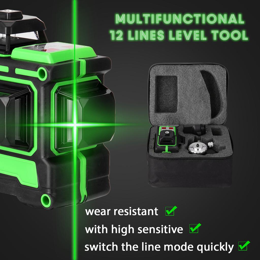 Multifunctional 3D 12 Lines Laser Level Tool Vertical Horizontal Lines with Selfleveling Function