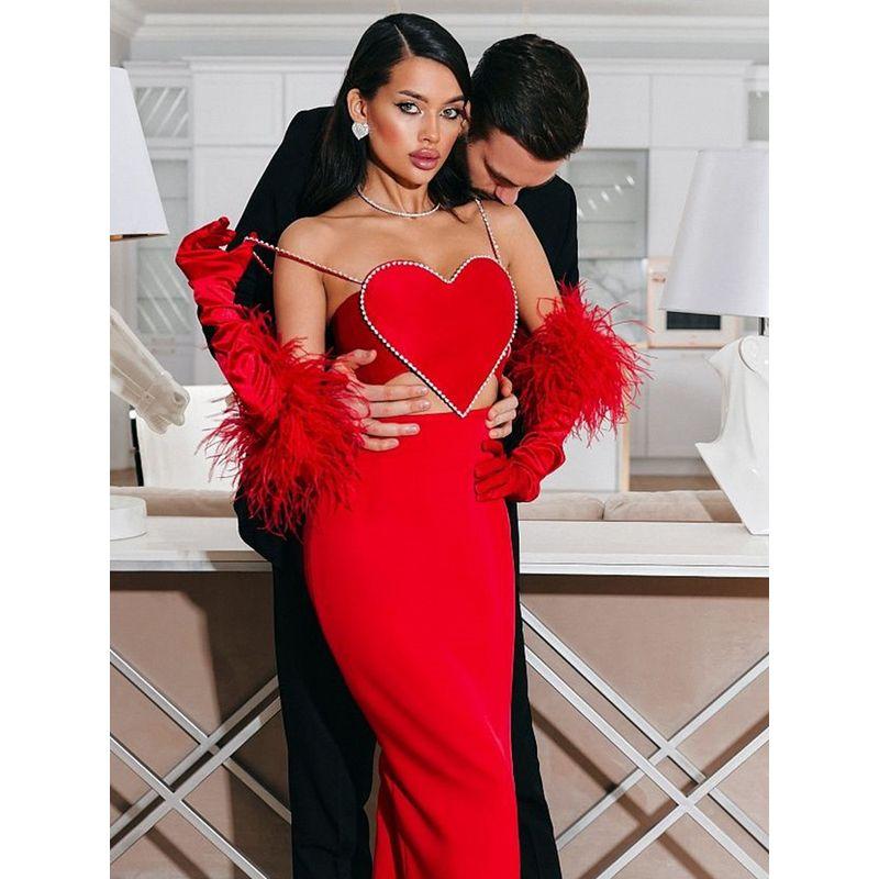 

Camisole Short Tube Top Vest Sexy Sweet and Spicy Style Heart Tops Sexy Tank Top Red L