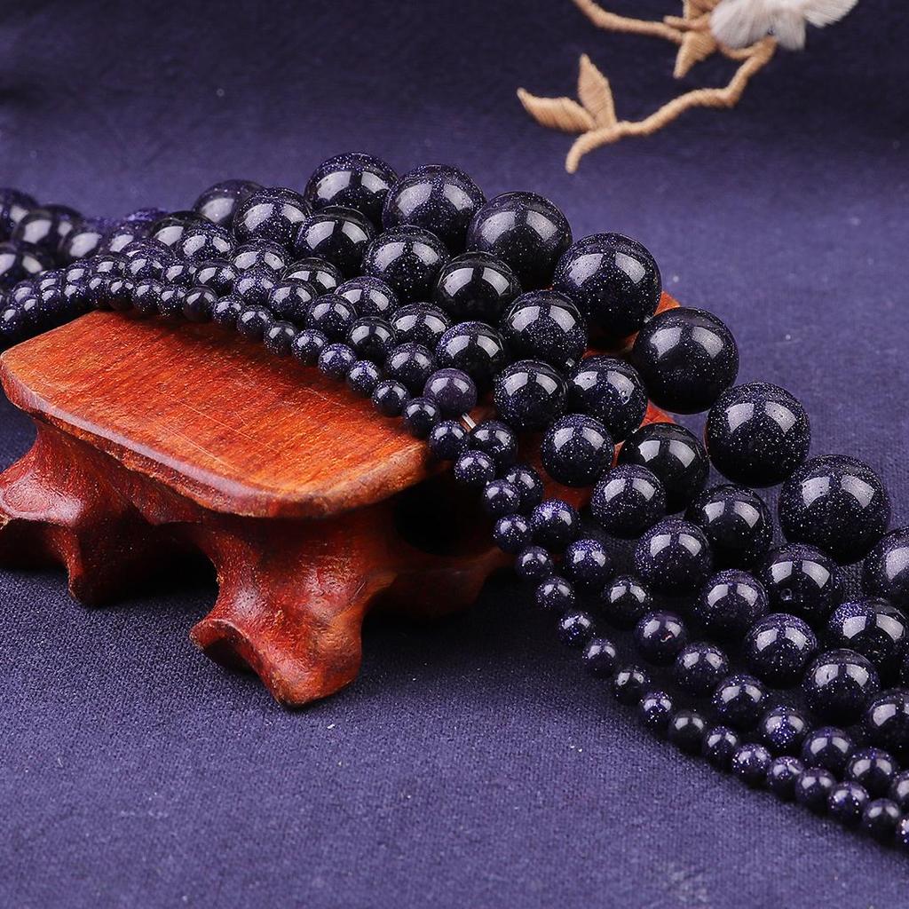 Naturstein Blauer Sandstein Runde lose Perlen 15" Strang 4 6 8 10 12 MM Auswahlgröße für Schmuckherstellung Armband DIY