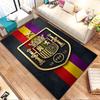Gold Emblem on Striped Background Patterned carpet, non slip mat suitable for living room and bedroom sofas