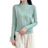 Women's Half Turtleneck Sweater Loose Slimming Long Sleeve Plaid Knitted Bottoming Shirt