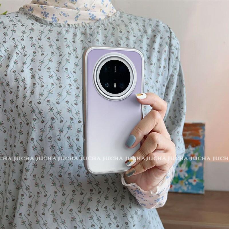 Purple White Gradient Phone Case Mate 70 Pro Plus Matte Soft TPU Shockproof Cover Stylish Creative Design Huawei Mate 70