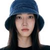 LUOESPAC Overfit Washed Denim Line Bucket Hat (Indigo)