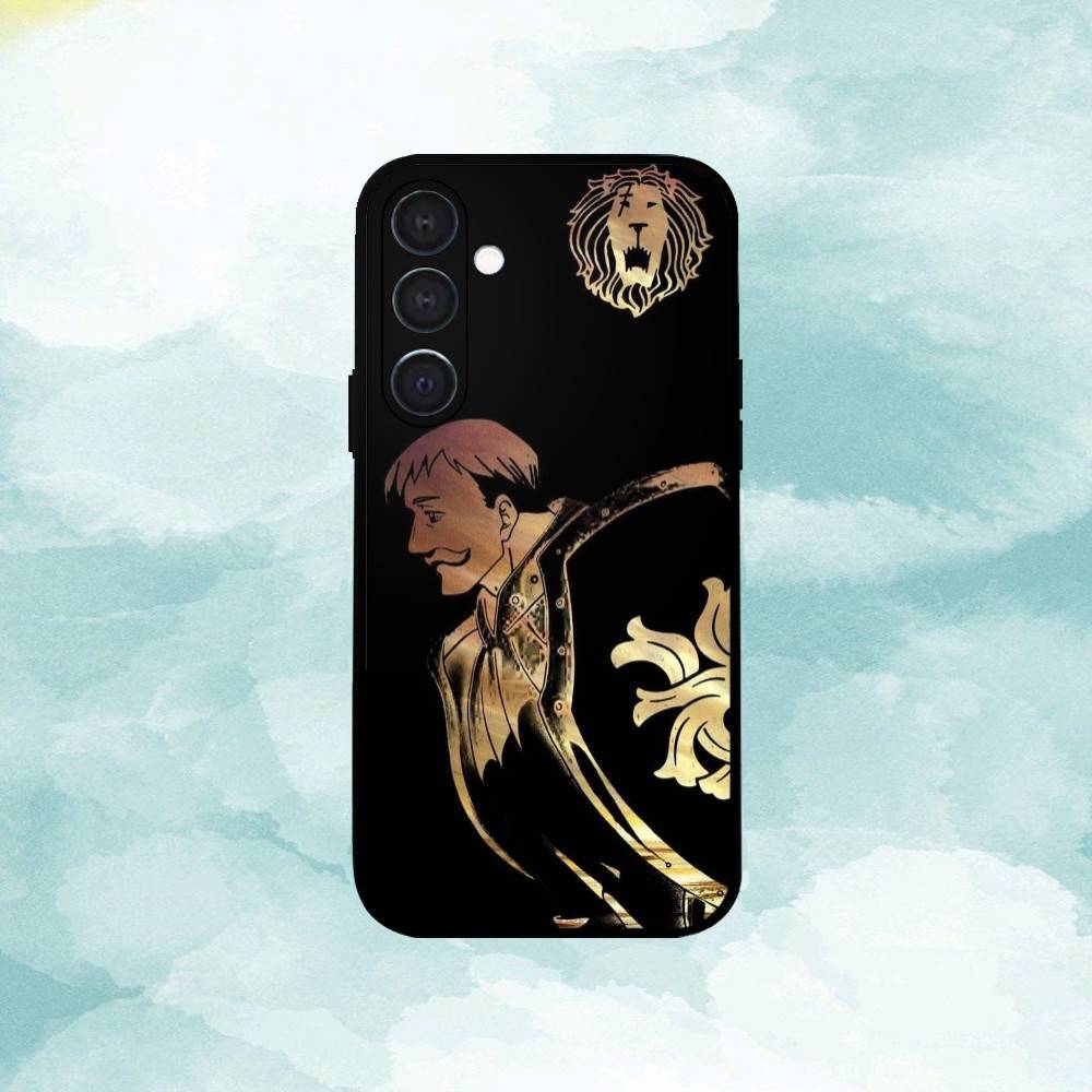 E-Escanor Sun Cartoon Phone Case For Samsung  A73,72,71,A52,51,40,41,A22,A32,31,A13, Soft Black Shell