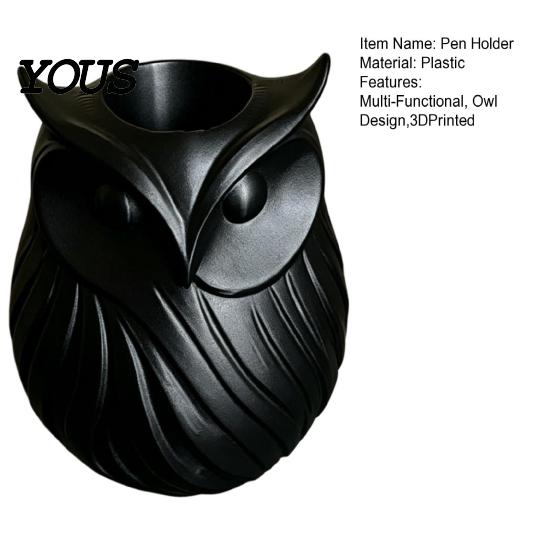 Pen Holder 3D Printed Owl Holder, 2 in 1 Flower Vase Multifunctional Container Desk Organizer, Cute Plastic Makeup Brush Home Office Decor Pencil