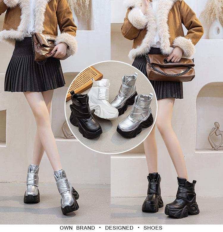 Women's 2025 Winter Ankle Boots: Warm Fleece-Lined Platform with 10CM Height Boost