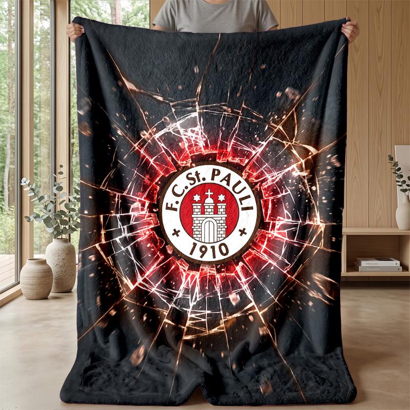 FC St. Pauli Football Print Flannel Blanket, Soft Warm Lightweight Throw Blanket for Sofa Bed Camping