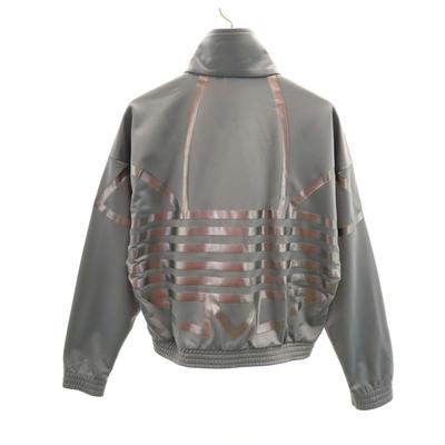 Trefoil Logo Cropped Length Track Jacket M Gray Jersey Women Used