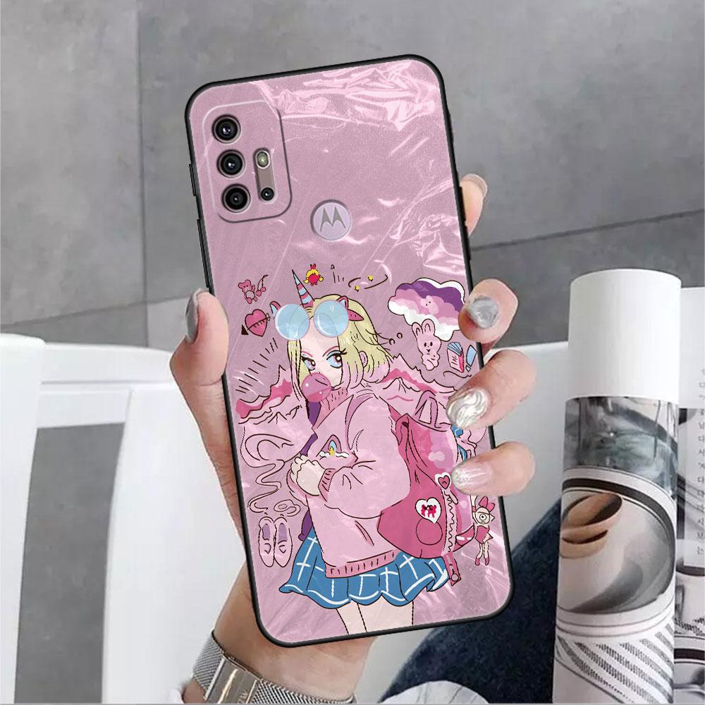 Case For Motorola G30 G60 G9 Play One Fusion Plus Edge 20 G8 Power Lite G22 G50 G200 G51 G71 G31 Phone Cover Opera Retro Girl