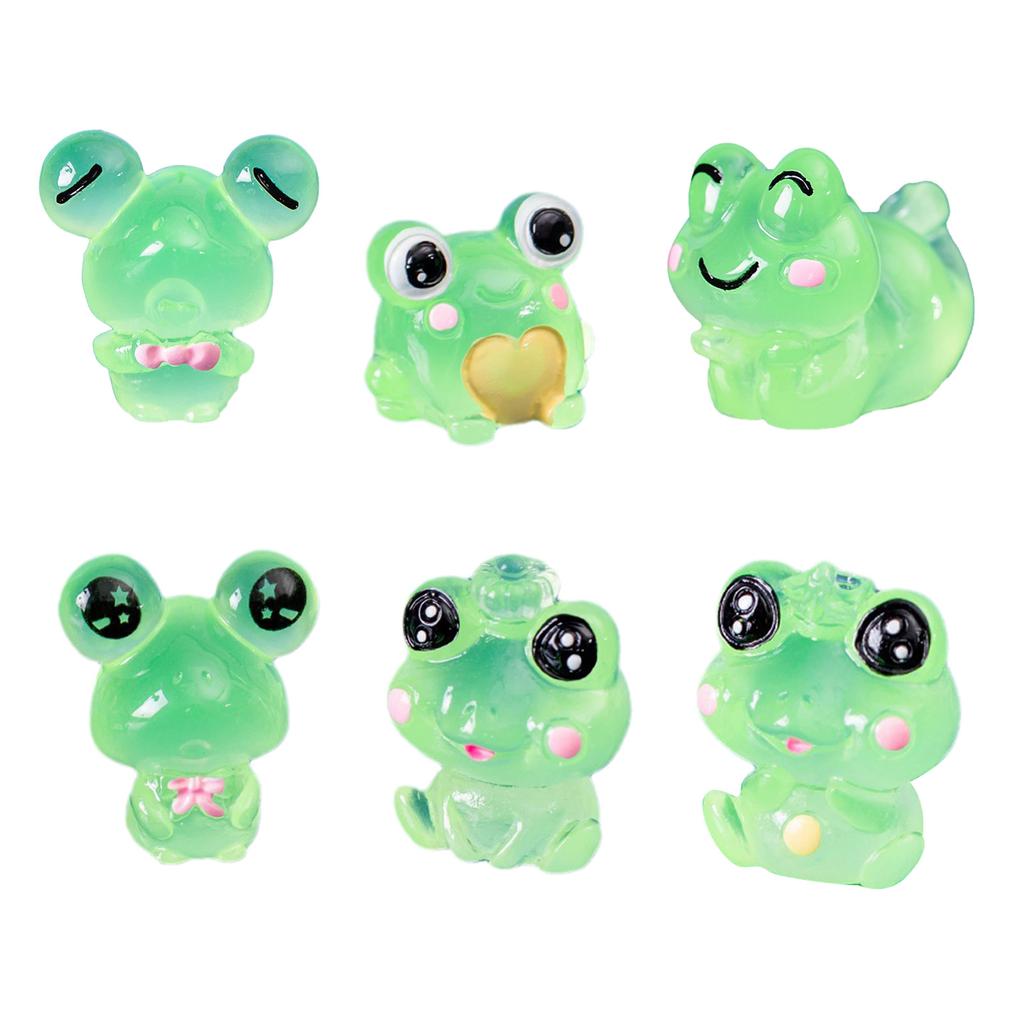 Set of 6 Charming Animal Sculptures Luminous Frog Mini Figurine Ornament for Kids and Cartoon Lovers Home Decorations