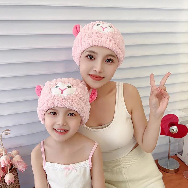 Sheep Microfiber Dry Hair Towel Cute Cartoon Women And Child After Shower Hair Drying Hat Absorption Turban Towels Bathing Tools