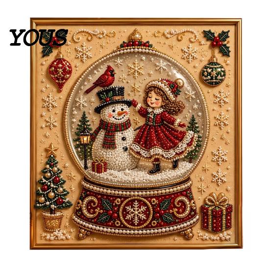 Creative Christmas Gifts for Adults Faux Pearl Art Kit, 20x20cm Xmas Painting DIY Wall Decor Making Kit Sparkling 3D Diamond Craft Adults, Festive