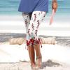 Women Summer Casual Cropped Trousers Skinny Leggings Elastic Waist Cycling Shorts Printed Vacation Pants