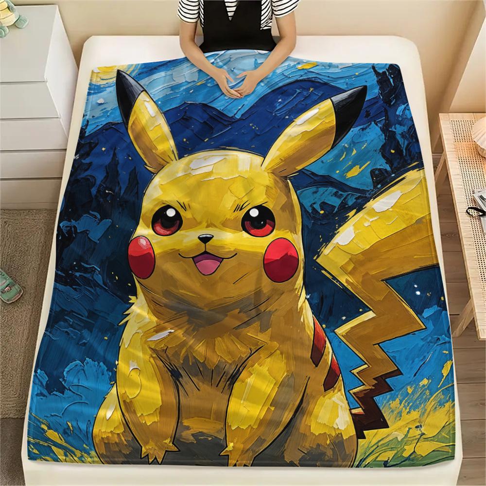 Sky Pikachu  Print Flannel Blanket, High quality Comfortable for All Seasons, Home Decor, Warmth and Comfort