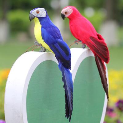 Simulation Parrot 3D Embedded Eyes Real Feather Creative Artificial Bird Figurine Garden Lawn Ornament for Shopwindow