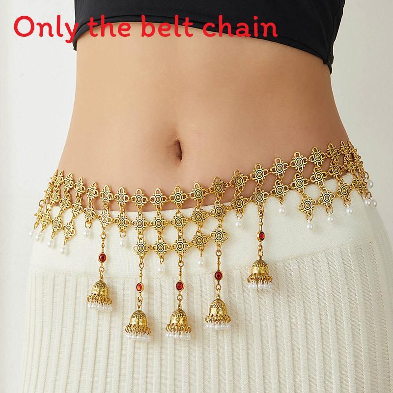 

Boho Style Metal Waist Chain With Tassels For Women Summer Festival Jewelry красный