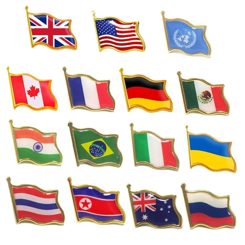9 sztuk Broszki z Flagami Krajów Świata Broszki z Flagami Narodowymi USA Ca Anglia Rosja Ukraina Australia Francja Niemcy Meksyk Brazylia