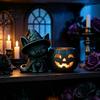 Kreatives Geschenk für Freunde Halloween Schwarze Katze Kürbis Kerzenständer, 3D Gedruckte Hexe Kerzen Hohllicht Halter mit Teelichtschale, Gruselige Tischdekoration