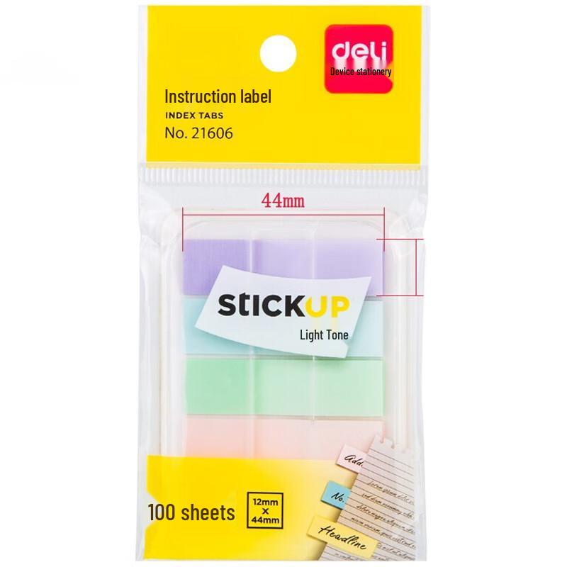 Deli 21606 Fluorescent Film Index Tabs, 44x12mm