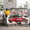 Christmas Vintage Truck Blanket Flannel Blanket for Bed, Sofa, Camping, Hiking, Picnic Essentials, Gift for Family Fan Gifts