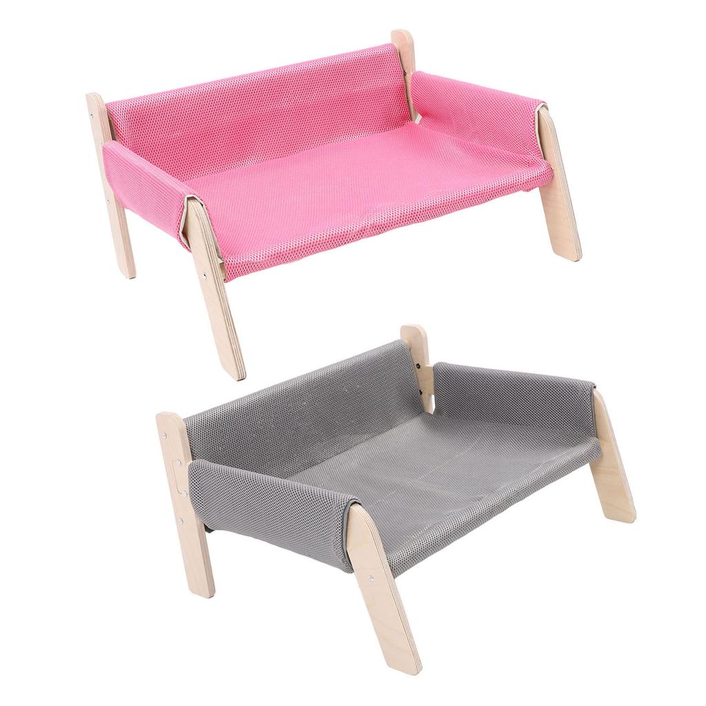 Pet Couch Bed Pine Wood Stylish Look Versatile Anxiety Relief Elevated Cat Dog Sofa Bed for Home Ind