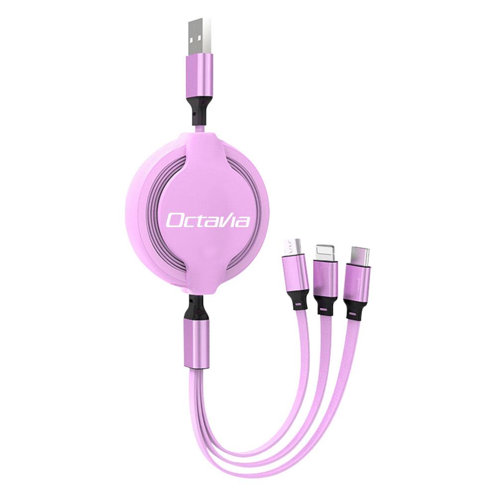Car Phone Charger Fast Wire Charging Cable Three-head Data Cable For Skoda Rapid Scala Kodiaq Fabia Kamiq Karoq Octavia 3 2 VII WD8